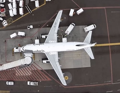 Aerial filming of everyday operations at Mexico International Airport by Drone