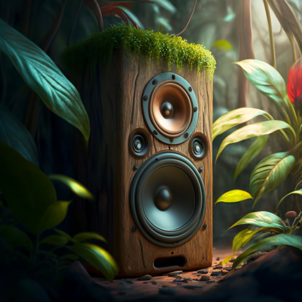 stand alone speaker in a jungle setting Photore