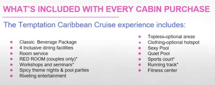 whats included temptation cruise